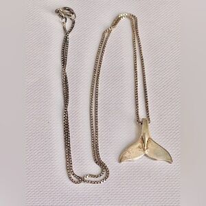 VTG Lot Of 2 Southwest Sterling Silver Whale Dolphin Tail Pendant Chain